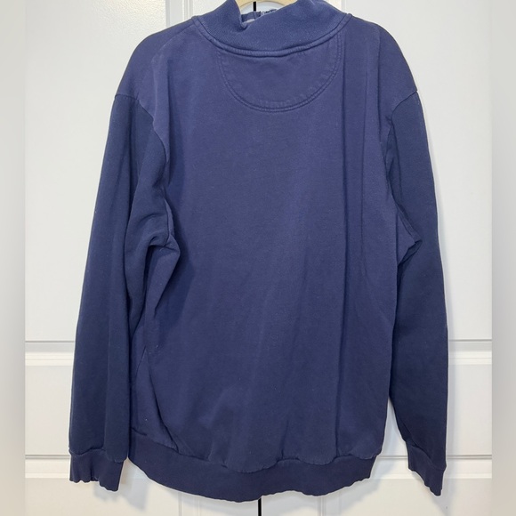 U.S. Polo Assn. Navy Quarter Zip Pullover Sweatshirt Red Logo Striped Collar 2XL - Picture 2 of 4